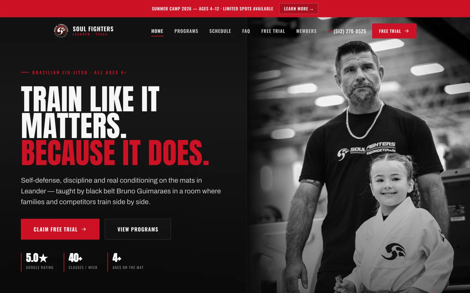 Soul Fighters Leander — the website Saer designed and built