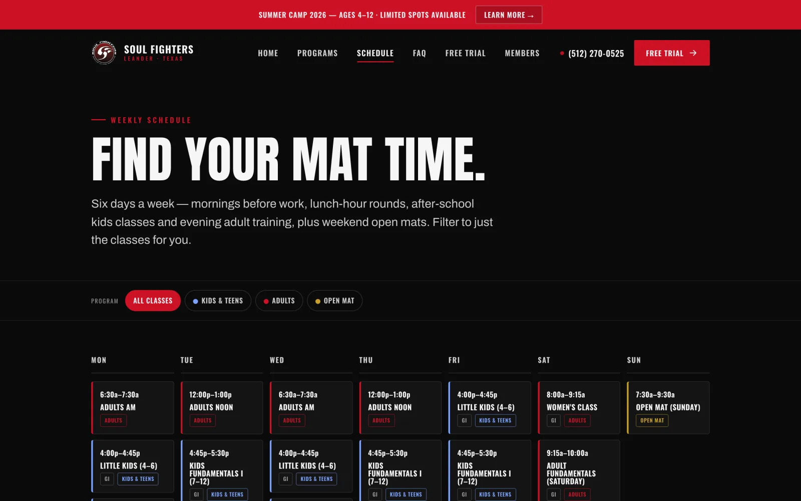 After — a color-coded, filterable weekly grid