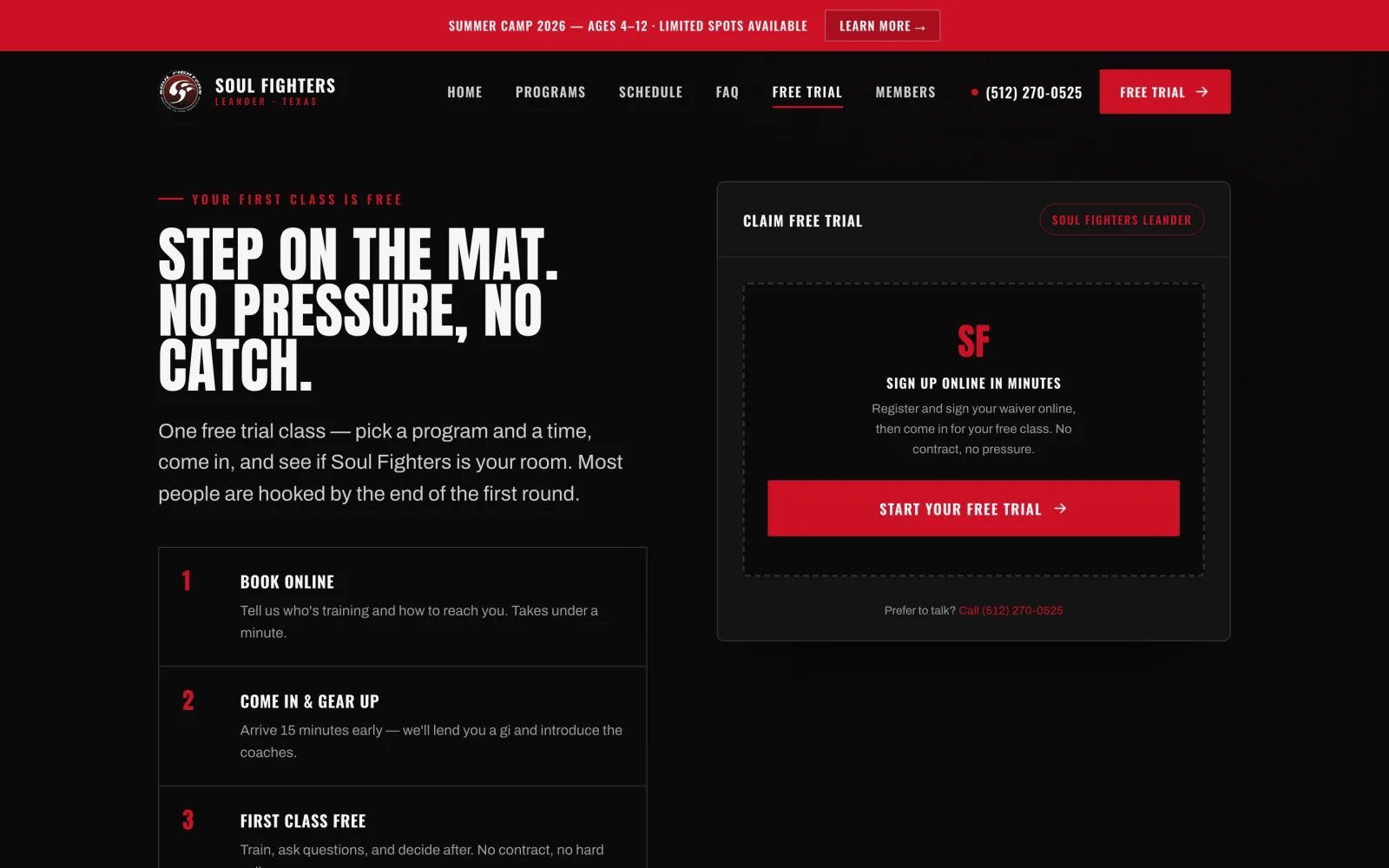 After — the free-trial lead-capture flow, wired into the CMS